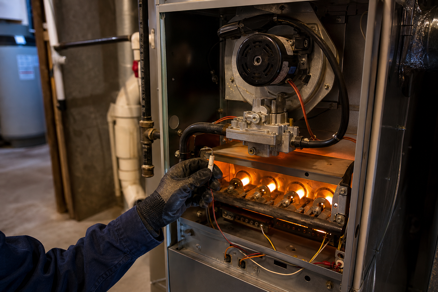 High-efficiency gas furnace serviced by Beebe Heating & Air Conditioning